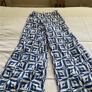 Anthropologie Blue and White Floral Pants